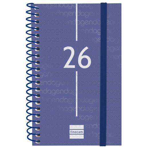 AGENDA ANUAL (2026) FINOCAM ESPIRAL YEAR ESPIRAL tapa PP con GOMA E3 79x127 S/V APAIS. AZUL