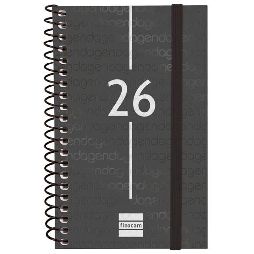 AGENDA ANUAL (2026) FINOCAM ESPIRAL YEAR ESPIRAL tapa PP con GOMA E3 79x127 S/V APAIS. NEGRO