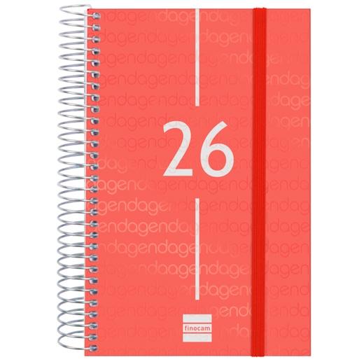 AGENDA ANUAL (2026) FINOCAM ESPIRAL YEAR ESPIRAL tapa PP con GOMA E5 117x181 D/P ROJO