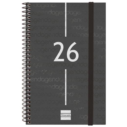 AGENDA ANUAL (2026) FINOCAM ESPIRAL YEAR ESPIRAL tapa PP con GOMA E5 117x181 S/V APAIS. NEGRO