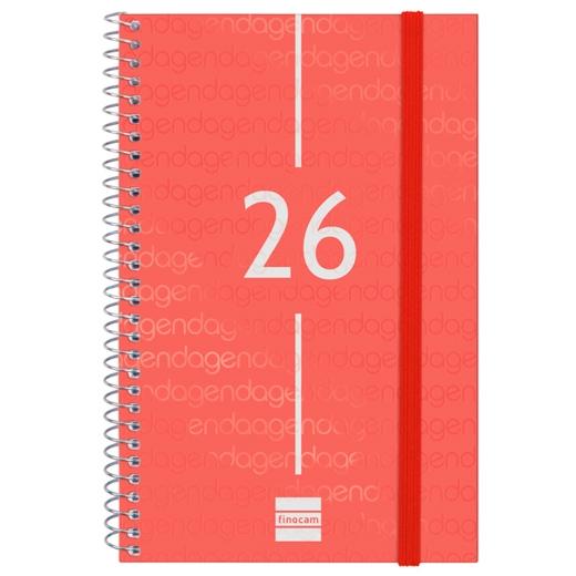 AGENDA ANUAL (2026) FINOCAM ESPIRAL YEAR ESPIRAL tapa PP con GOMA E5 117x181 S/V APAIS. ROJO