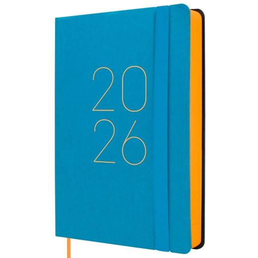AGENDA ANUAL (2026) FINOCAM FLEXI LISA COSIDA tapa FLEXIBLE con GOMA F4 118x168 D/P AZUL