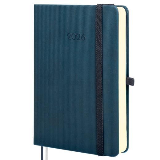 AGENDA ANUAL (2026) FINOCAM MINIMAL TEXTURA COSIDA tapa DURA con GOMA M4 118x168 D/P AZUL