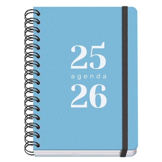 AGENDA ESCOLAR (2025-26) DOHE PREMIUM GRAMMAR WIRE-O tapa PP A5 150x210 D/P con GOMA AZUL