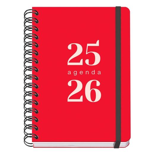 AGENDA ESCOLAR (2025-26) DOHE PREMIUM GRAMMAR WIRE-O tapa PP A5 150x210 D/P con GOMA ROJO