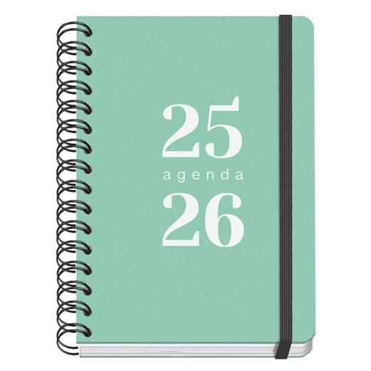 AGENDA ESCOLAR (2025-26) DOHE PREMIUM GRAMMAR WIRE-O tapa PP A5 150x210 D/P con GOMA VERDE