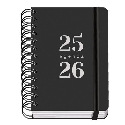 AGENDA ESCOLAR (2025-26) DOHE PREMIUM GRAMMAR WIRE-O tapa PP A6 120x170 D/P con GOMA NEGRO