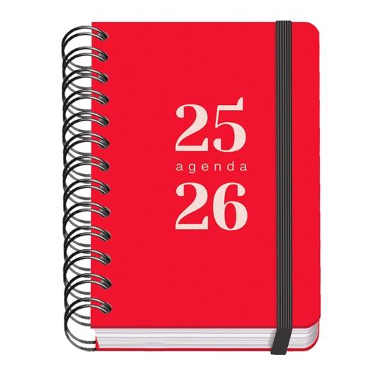AGENDA ESCOLAR (2025-26) DOHE PREMIUM GRAMMAR WIRE-O tapa PP A6 120x170 D/P con GOMA ROJO