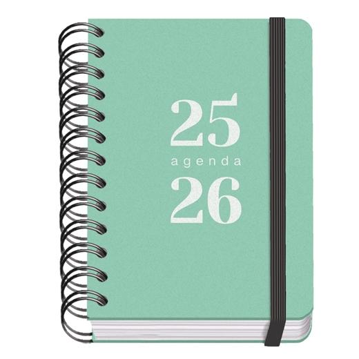 AGENDA ESCOLAR (2025-26) DOHE PREMIUM GRAMMAR WIRE-O tapa PP A6 120x170 D/P con GOMA VERDE