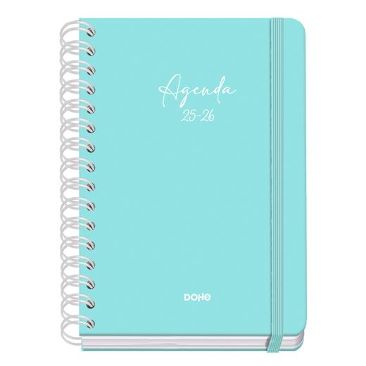 AGENDA ESCOLAR (2025-26) DOHE PREMIUM SERENITY WIRE-O tapa EXTRA A5 215x310 S/V con GOMA VERDE