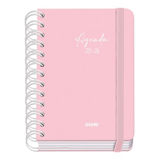 AGENDA ESCOLAR (2025-26) DOHE PREMIUM SERENITY WIRE-O tapa EXTRA A6 155x215 D/P con GOMA ROSA