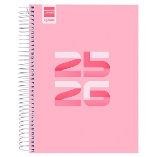 AGENDA ESCOLAR (2025-26) FINOCAM COOL ESPIRAL tapa EXTRADURA D/P 4º 155x212 ROSA