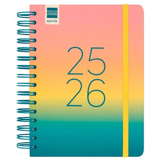 AGENDA ESCOLAR (2025-26) FINOCAM COSMO WIRE-O tapa EXTRA D/P 4º 155x212 con GOMA IRIS