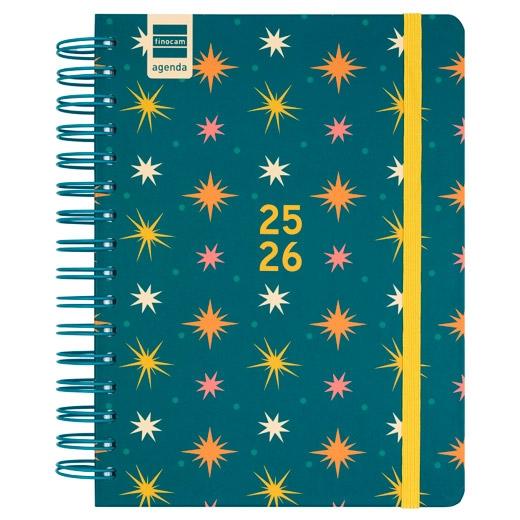 AGENDA ESCOLAR (2025-26) FINOCAM COSMO WIRE-O tapa EXTRA D/P 4º 155x212 con GOMA STARS