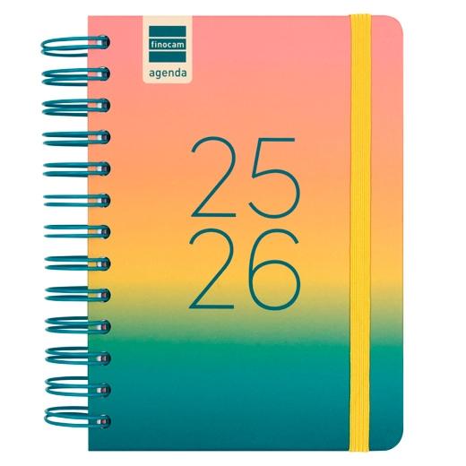 AGENDA ESCOLAR (2025-26) FINOCAM COSMO WIRE-O tapa EXTRA D/P 8º 120x169 con GOMA IRIS
