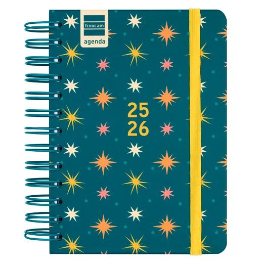 AGENDA ESCOLAR (2025-26) FINOCAM COSMO WIRE-O tapa EXTRA D/P 8º 120x169 con GOMA STARS
