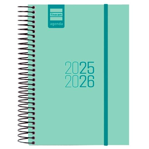 AGENDA ESCOLAR (2025-26) FINOCAM ESPIR ESPIRAL tapa PP D/P E8 120x171 con GOMA TURQUESA
