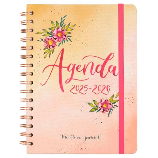 AGENDA ESCOLAR (2025-26) FINOCAM TRENDY THE FLOWER JOURNAL WIRE-O tapa EXTRADURA S/V APAIS. E10 155x212 con GOMA ROSA