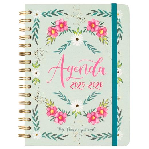 AGENDA ESCOLAR (2025-26) FINOCAM TRENDY THE FLOWER JOURNAL WIRE-O tapa EXTRADURA S/V APAIS. E10 155x212 con GOMA VERDE