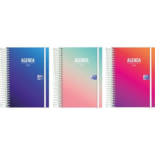 AGENDA ESCOLAR (2025-26) OXFORD GRADIENT ESPIRAL tapa EXTRADURA con GOMA 8º D/P SURTIDO (3 mod.)