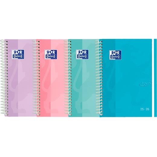 AGENDA ESCOLAR (2025-26) OXFORD TOUCH PASTEL ESPIRAL tapa EXTRADURA con GOMA 4º S/V SURTIDO (4 col.)
