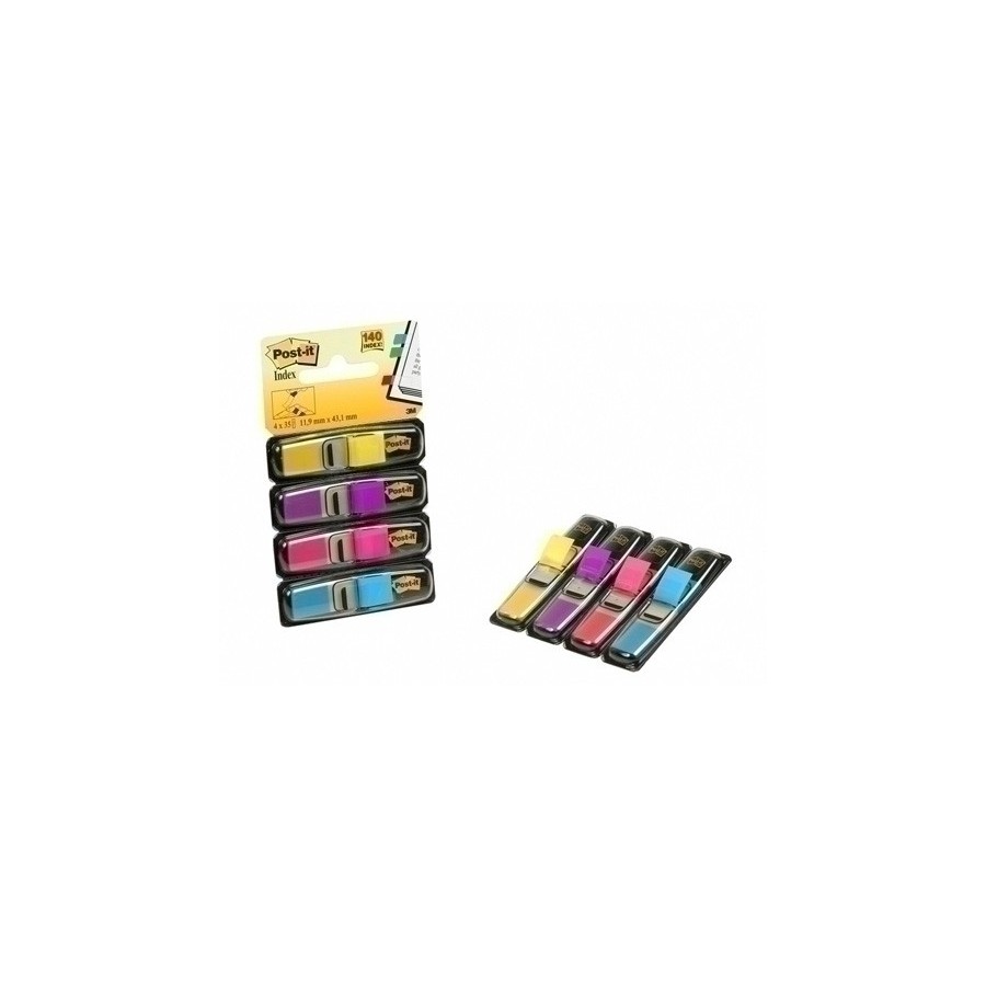 BANDERITAS ADHESIVAS POST-IT 683-4ABX (1/2") PACK de 4 (AZUL-AMARILLO-NARANJA-ROSA)