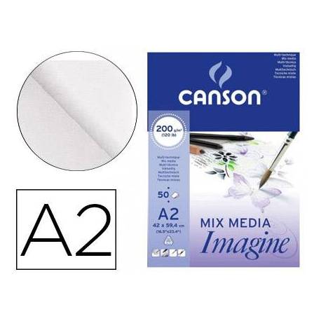 BLOC DE DIBUJO CANSON IMAGINE ENCOLADO GRANO FINO A2 200g 50h