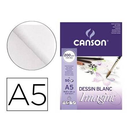 BLOC DE DIBUJO CANSON IMAGINE ENCOLADO GRANO FINO A5 200g 50h