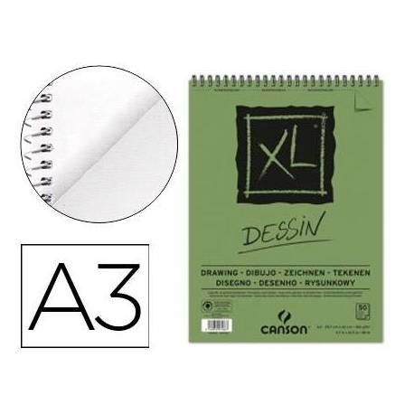 BLOC DE DIBUJO CANSON XL DESSING CON ESPIRAL GRANO FINO A3 160g 50h