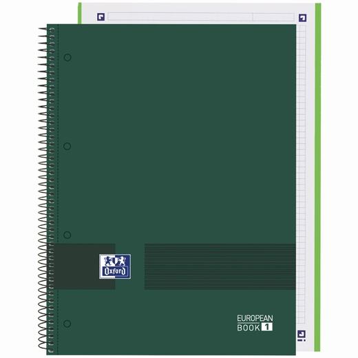BLOC OXFORD SCHOOL EU.BOOK 1 OXFORD&YOU micro.tapa EXTRA A4+ 80h CUADRIC.5x5 90g VERDE MILITAR