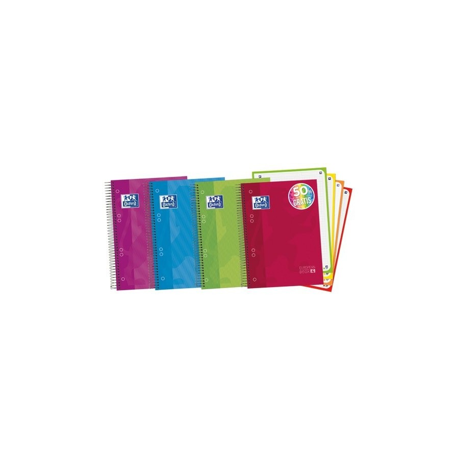 BLOC OXFORD SCHOOL EU.BOOK 4 micro.tapa EXTRA A5+ 120h CUADRIC.5x5 90g ICE MINT (50% hjs GRATIS)