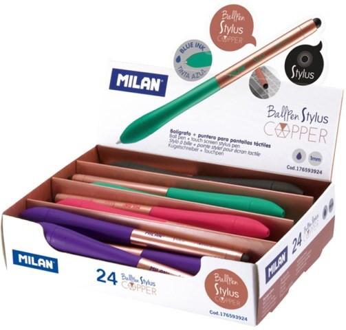 BOLIGRAFO MILAN RETRACTIL S1 STYLUS COPPER SURTIDO EXPOSITOR DE 24
