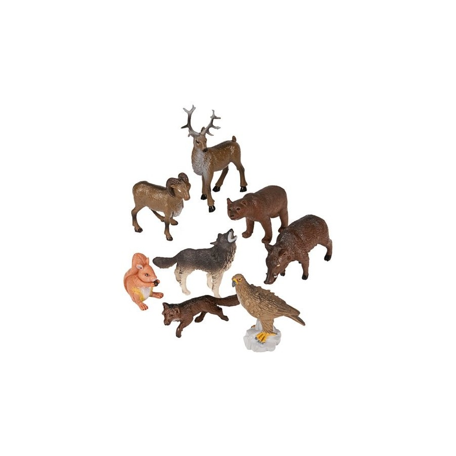 BOTE CON ASA 8 FIGURAS ANIMALES DEL BOSQUE