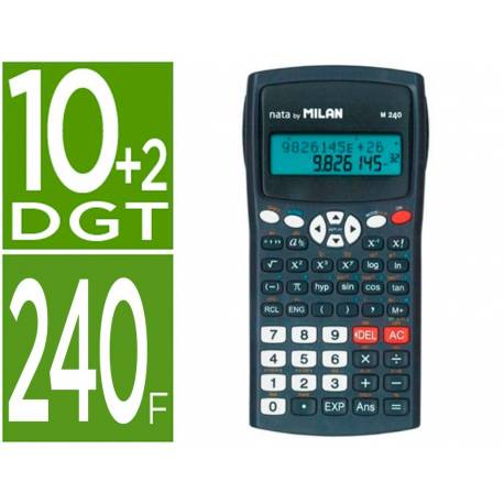 CALCULADORA CIENTIFICA MILAN 10+2 DIGITOS NEGRO (2 líneas)