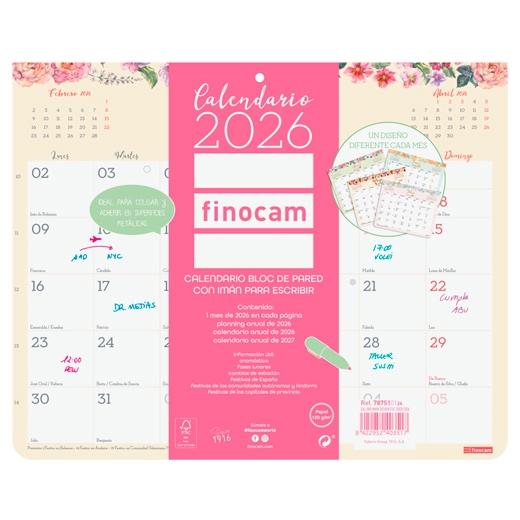 CALENDARIO (2026) FINOCAM PARED DESIGN BLOC IMAN MENSUAL PARA ESCRIBIR 250x200