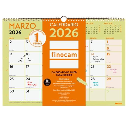 CALENDARIO (2026) FINOCAM PARED GRAFIK MENSUAL PARA ESCRIBIR A3 420x297