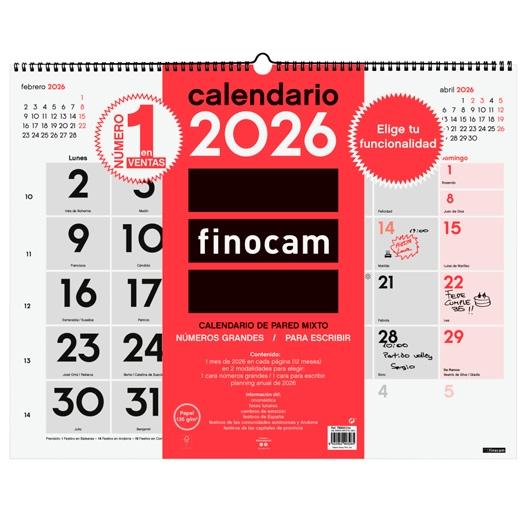 CALENDARIO (2026) FINOCAM PARED MENSUAL MIXTO XL 540x420