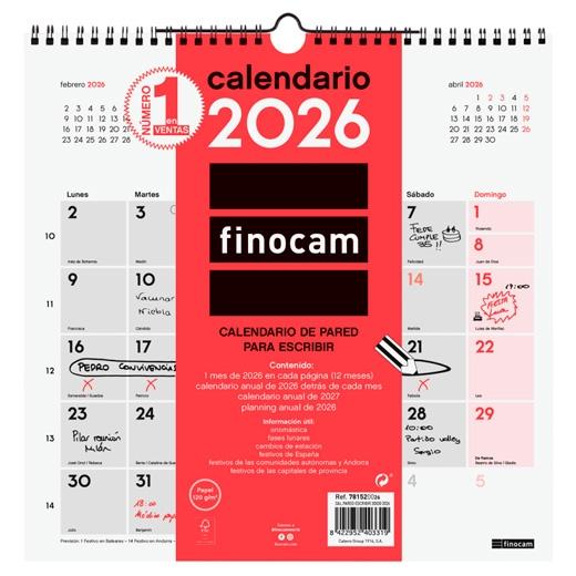 CALENDARIO (2026) FINOCAM PARED MENSUAL PARA ESCRIBIR 300x300