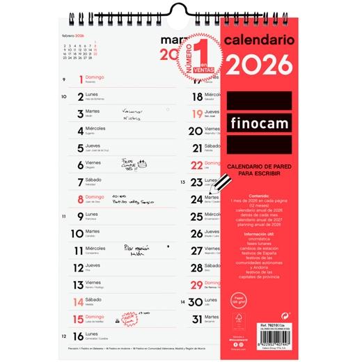 CALENDARIO (2026) FINOCAM PARED MENSUAL PARA ESCRIBIR COLUMNAS M 210x300