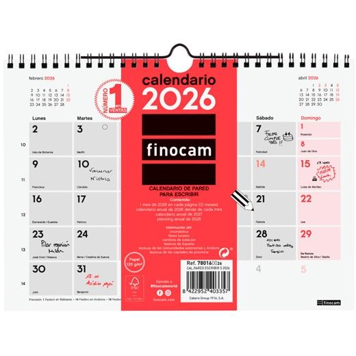 CALENDARIO (2026) FINOCAM PARED MENSUAL PARA ESCRIBIR S 210x150