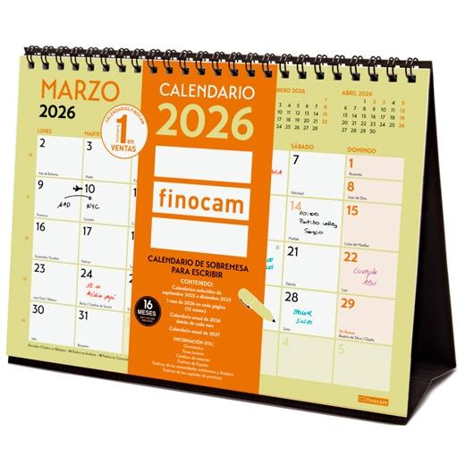 CALENDARIO (2026) FINOCAM SOBREMESA TRIANGULAR GRAFIK MENSUAL PARA ESCRIBIR S 210x150