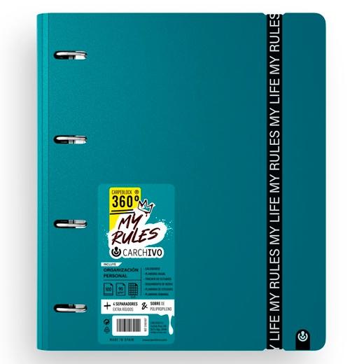 CARPEBLOC CARCHIVO FOAM 360 MY RULES A4 4 an.MIXTAS 35mm con REC. 100 hj. CUADRIC.5x5 DEEP GREEN
