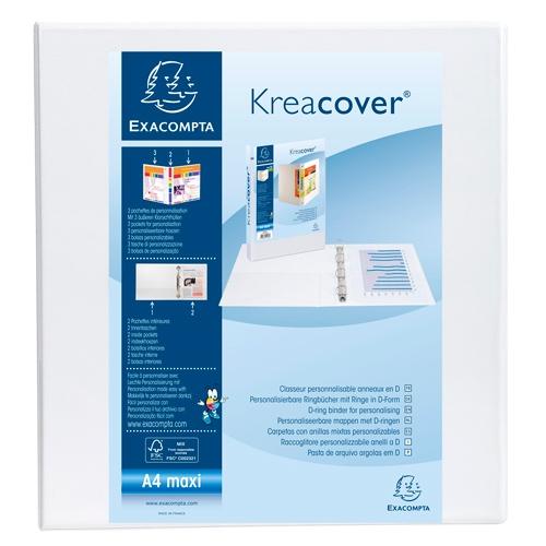 CARPETA CANGURO EXACOMPTA KREACOVER A4 MAXI PERSONALIZABLE 4 an.MIXTAS 60mm BLANCO