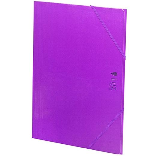 CARPETA de GOMAS y SOLAPAS CARCHIVO LUZ CARTON PLASTIFICADO BRILLO Fº VIOLETA