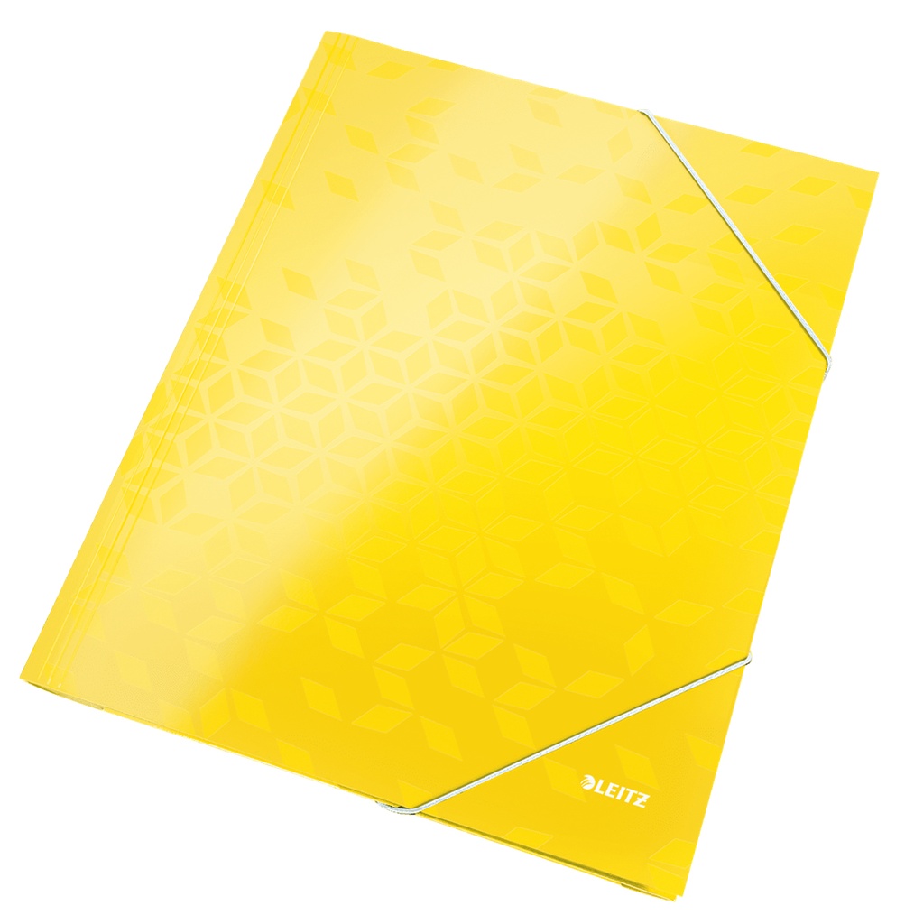 CARPETA de GOMAS y SOLAPAS LEITZ WOW CARTON PLASTIFICADO A4 AMARILLO
