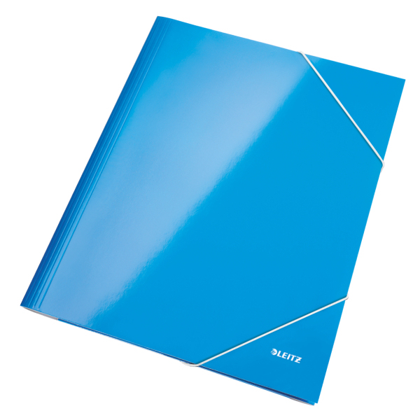CARPETA de GOMAS y SOLAPAS LEITZ WOW CARTON PLASTIFICADO A4 AZUL