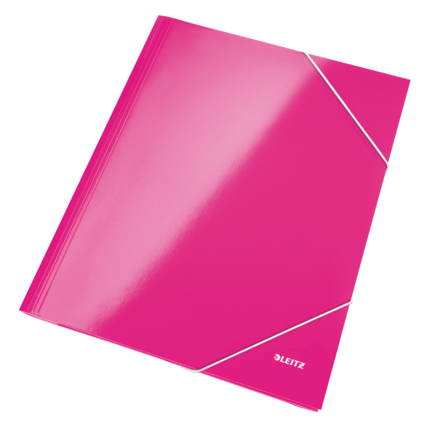 CARPETA de GOMAS y SOLAPAS LEITZ WOW CARTON PLASTIFICADO A4 FUCSIA