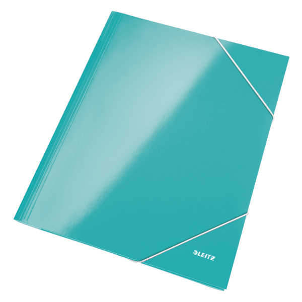 CARPETA de GOMAS y SOLAPAS LEITZ WOW CARTON PLASTIFICADO A4 TURQUESA