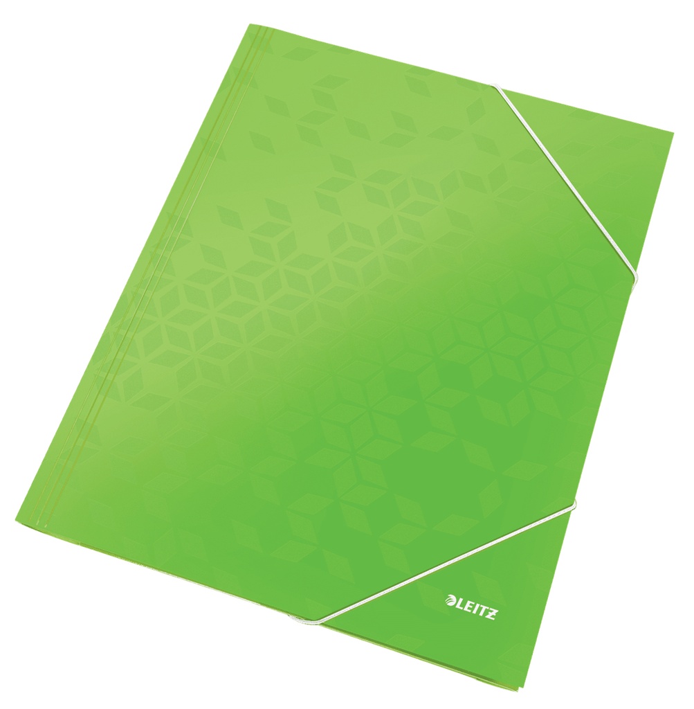 CARPETA de GOMAS y SOLAPAS LEITZ WOW CARTON PLASTIFICADO A4 VERDE