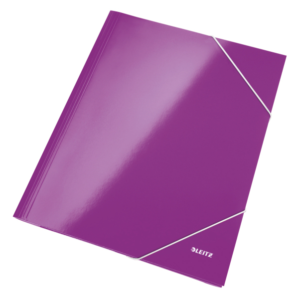 CARPETA de GOMAS y SOLAPAS LEITZ WOW CARTON PLASTIFICADO A4 VIOLETA
